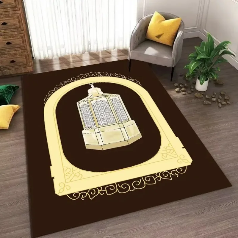 Muslim Prayer Carpet Living Room Decoration Washable Non-slip Worship Blanket Kneel Embossing Floor Mats Home Hallway Area Rugs