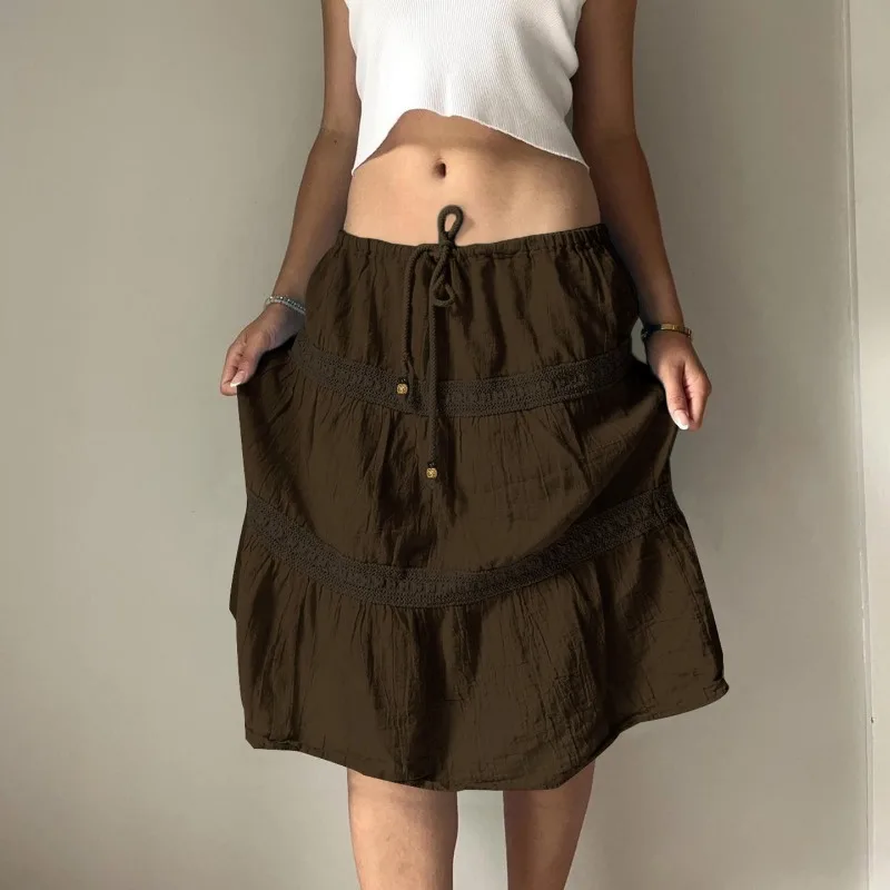 Autumn Retro Pleated Splicing Solid Color Skirt Spice Girl Slim Fit Fashion Dress
