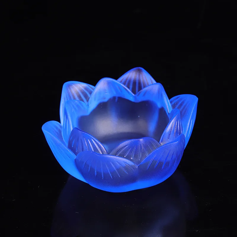 Colorful Glazed Lotus Oil Lamp Home Buddhist Altar Offering Long-lasting Candle Holder Candlestick for Wall of Ten Th