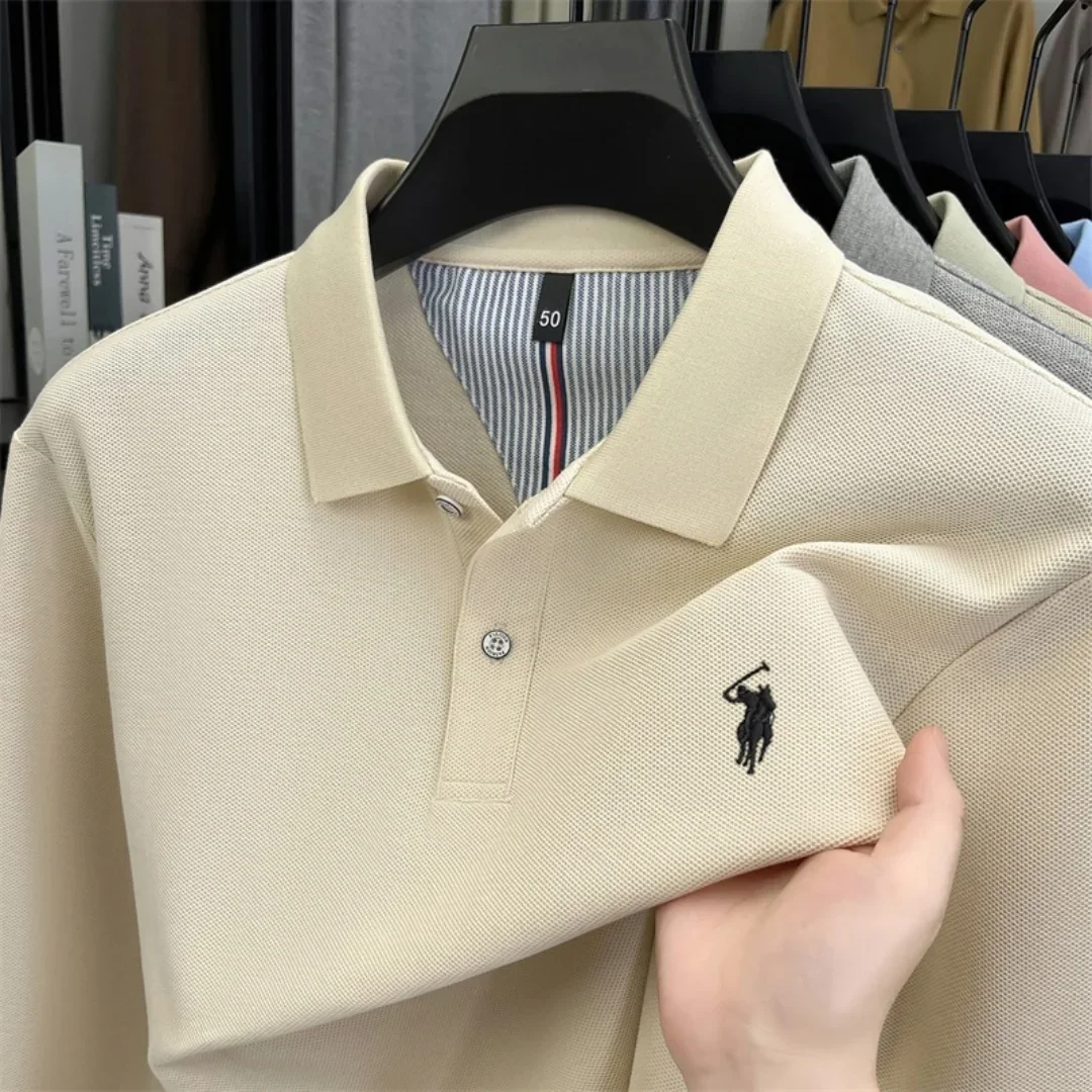 100 % reine Baumwolle, hochwertige Marke, Herren-Polohemd mit langen Ärmeln, Herbst-/Winterkollektion, modisches, luxuriöses Golfoberteil mit Stickerei, lässiges T-Shirt. – Detail 36