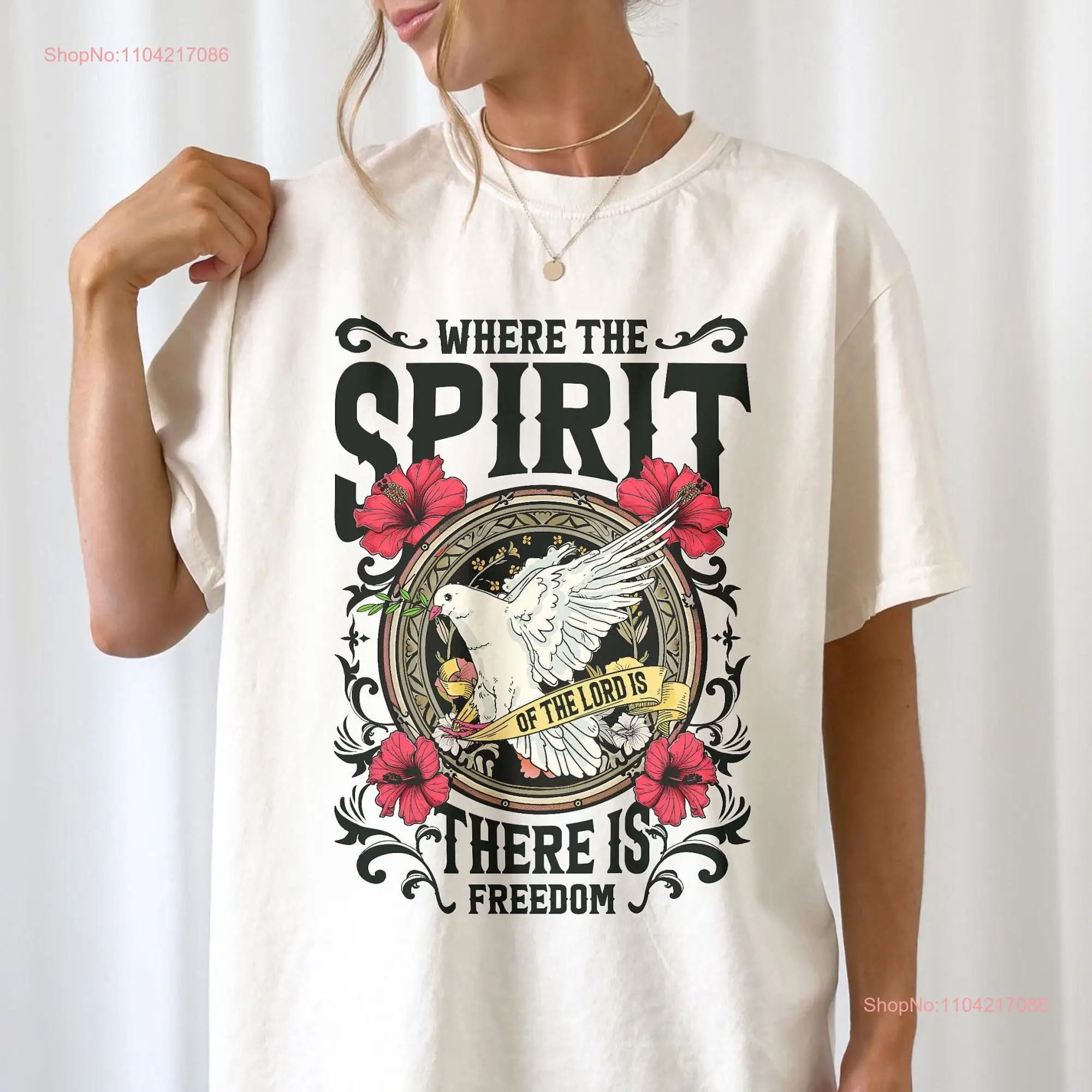 Where the Spirit of Lord is There Freedom T Shirt Floral Christian Bible Verse GifT Vintage Religious