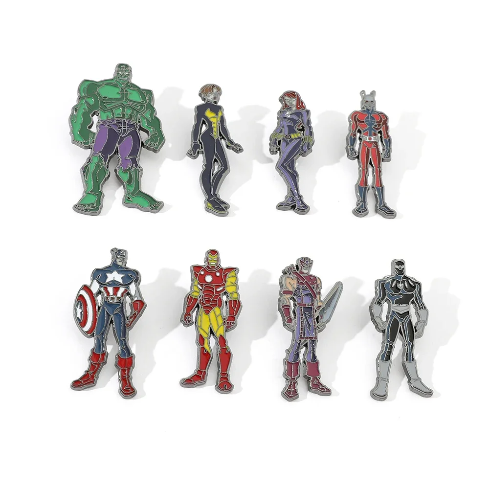 4/8 Pcs Cartoon Anime Brooch Creative Steve Rogers Iron Man Enamel Pin Metal Badge Jewelry  Clothing Backpacks Accessories