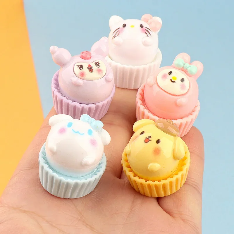 

Kawaii Resin Cartoon 3D Animal Puff Cake Figure Diy Miniature Dollhouse Figurines Room Table Decor Sanrio Mini Craft Decoration