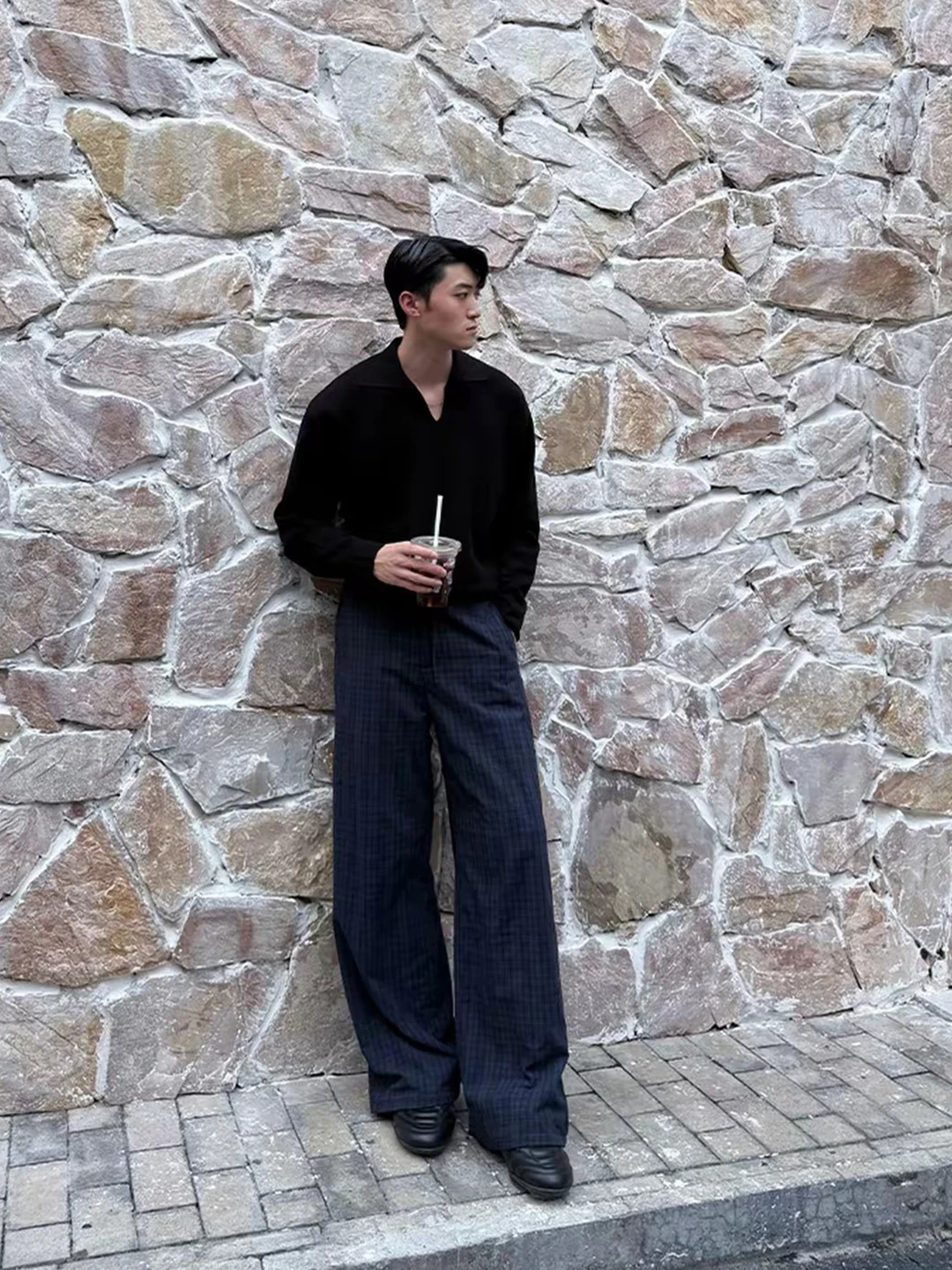 

Мужские брюки в американском ретро-стиле, свободного кроя, цвета хаки, в клетку, осенние, повседневные, прямые, широкие, драпированные, для отдыха