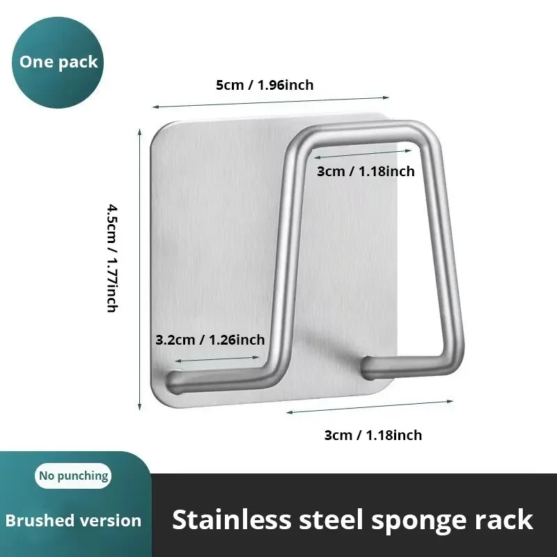 1pc Kitchen Sponges Holder Self Adhesive Sink Sponges Drain Drying Rack Stainless Steel Storage Holder Kitchen Accessories