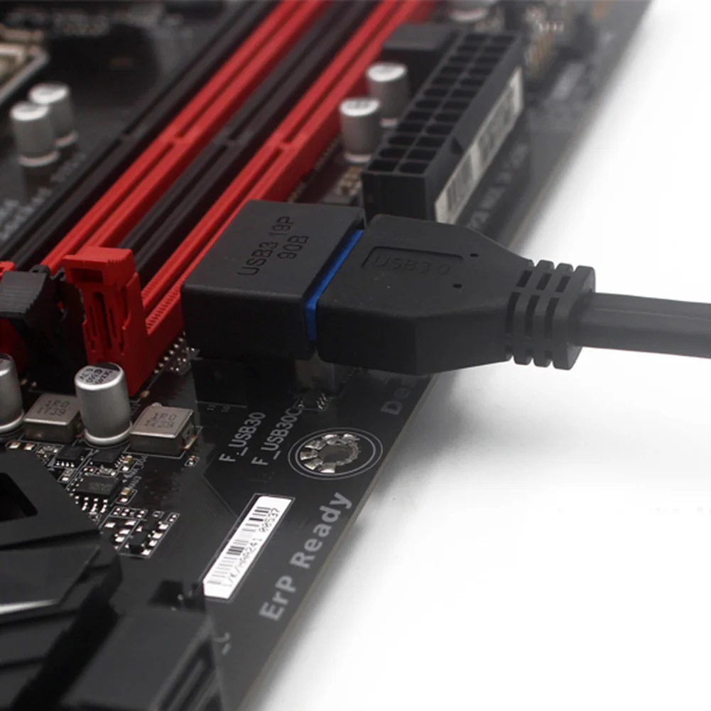 USB 3.0 20pin ชายกับหญิงส่วนต่อขยายอะแดปเตอร์มุม90องศาสำหรับเมนบอร์ดเมนบอร์ดปลั๊กคอนเนคเตอร์