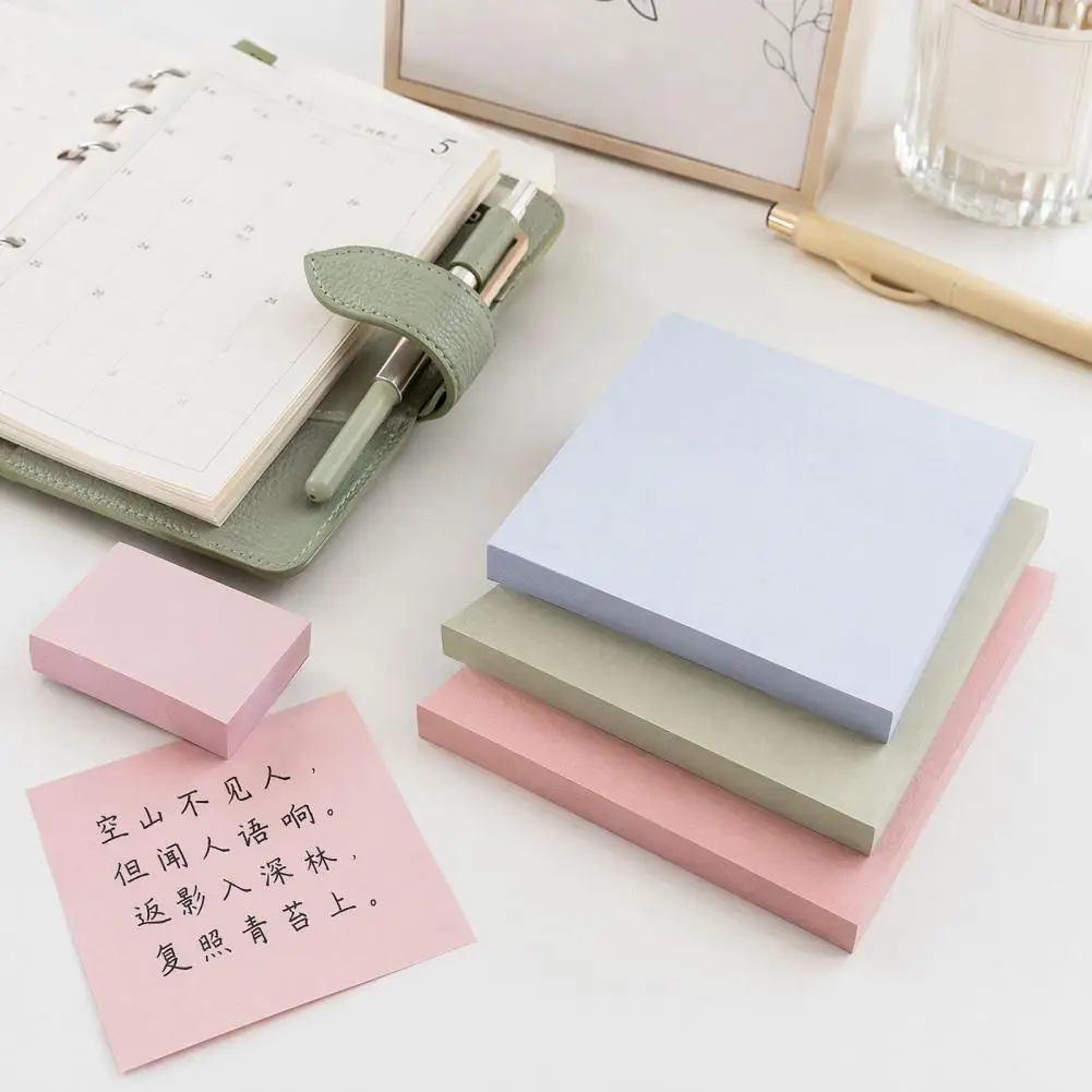 Self-stick Notes Strong Adhesive Self-stick Notes Solid Color Self-stick Notes Square Rectangle Adhesive Memo Pads for Office
