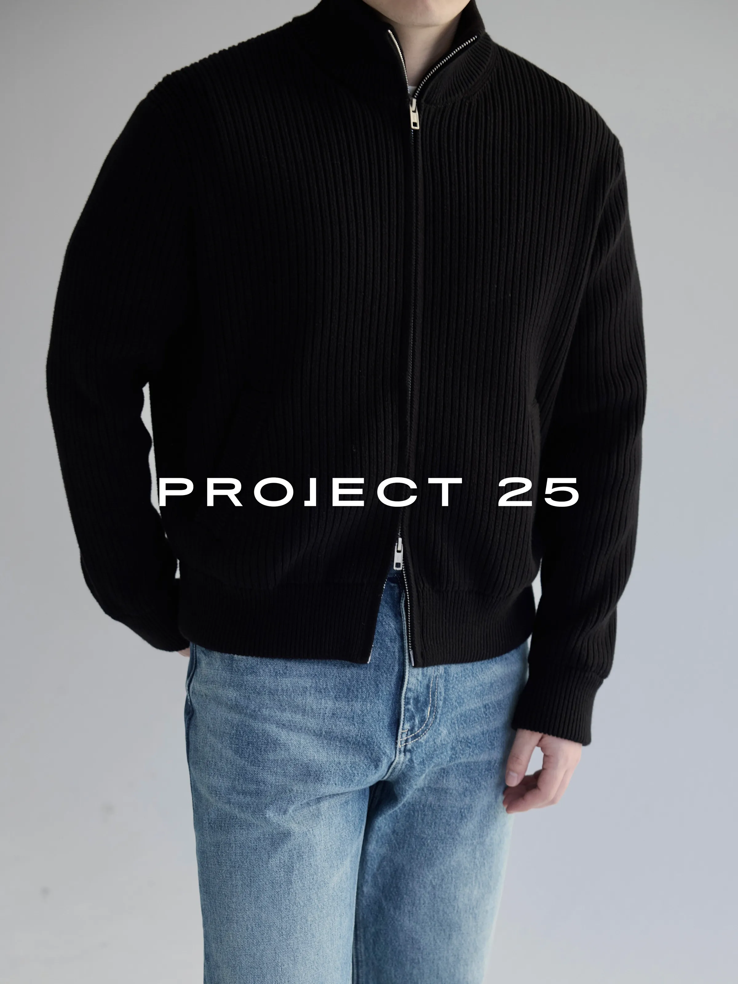 PROJECT 25 Kardigan Pria Berbahan Katun Combed Tebal Anti-Pilling dengan Ritsleting – Jaket Rajut Tebal Premium untuk Perjalanan Musim Gugur/Dingin