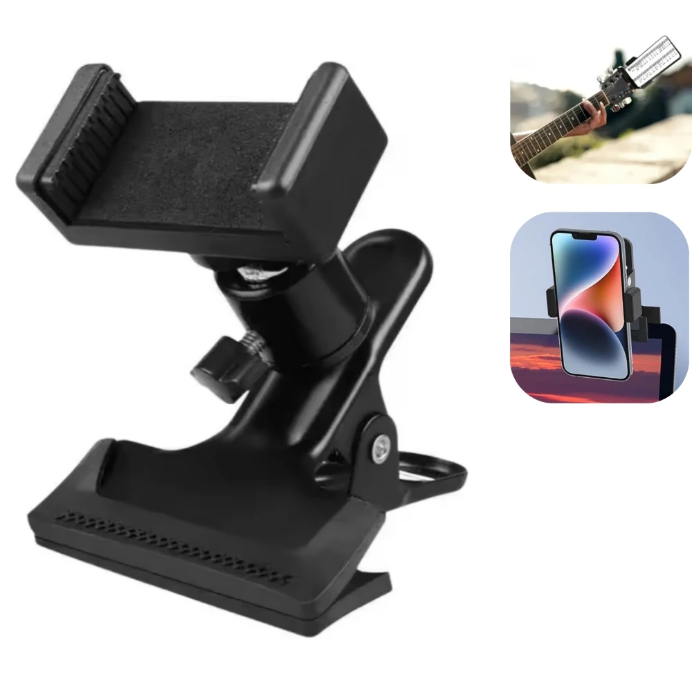 Abrazadera de Clip de soporte de Metal, rotación de 360 grados, tornillo de 1/4 pulgadas para teléfonos móviles, cámaras inteligentes, Clip de cabeza de guitarra, transmisión en vivo