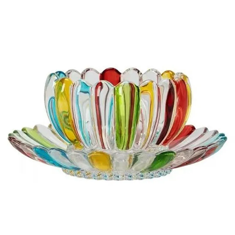 

Colorful Striped Glass Bowl Personalized Coffee Bowl Plate