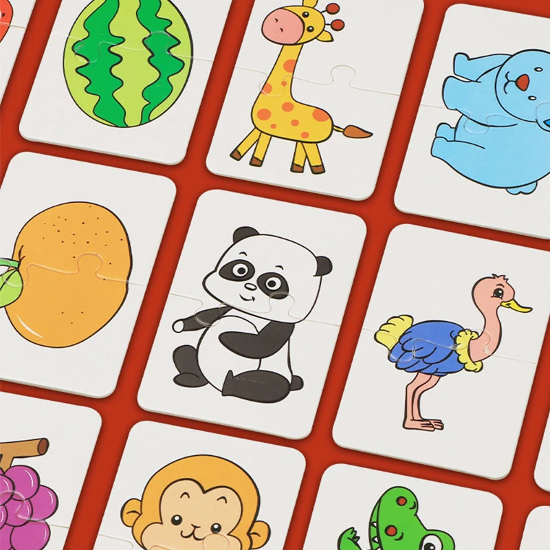 Gioco di carte abbinato per bambini Puzzle di sviluppo bambino frutto cognitivo apprendimento animale giocattolo Puzzle educativo precoce Montessori