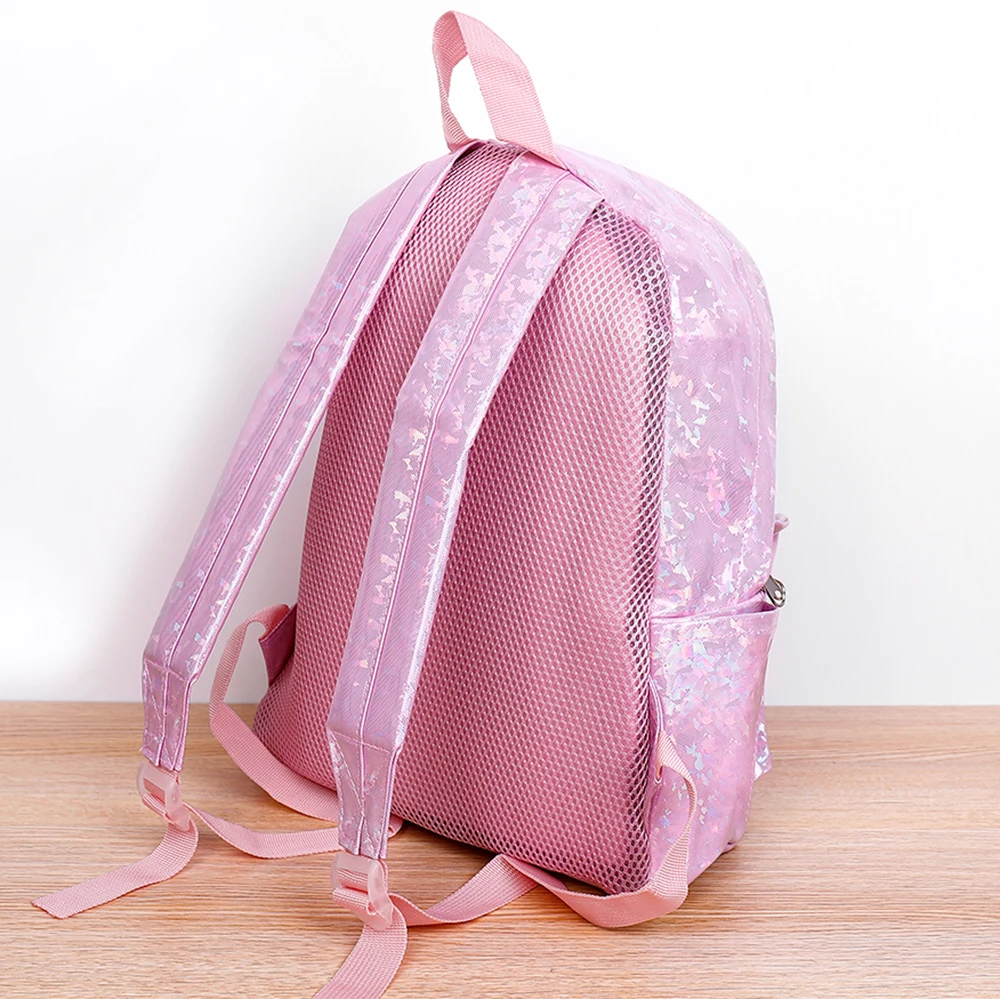 Mochila multibolsillo de lentejuelas rosas para mujer, bolsa de almacenamiento impermeable de gran capacidad versátil, a la moda para estudiantes