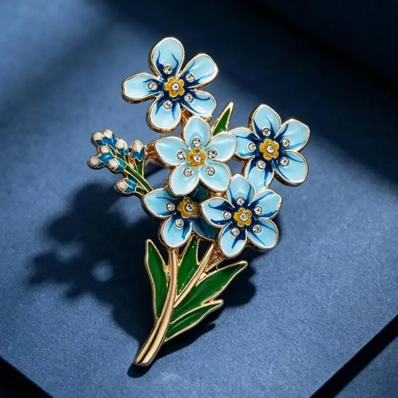 Elegante blaue Blumen-Broschen für Damen und Herren, 2 Designs, Emaille, Blumenmotive, für Partys, Büro, als Geschenk. – Detail 4