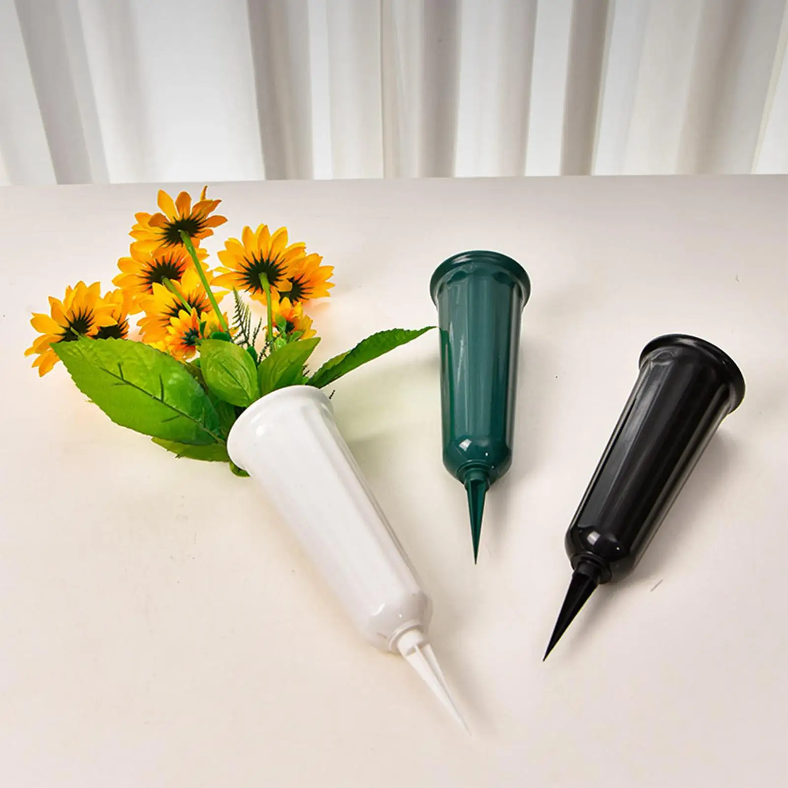 Cemetery Vase for Grave with Stake Memorial Flower Holder Cemetery Grave Vase for Graveyard Gravestone Plants Outdoor Tombstone