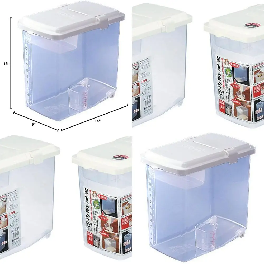 

Pair of Japanese-Made Large Kitchen Storage Containers, 22 lbs Capacity, Ideal for Rice