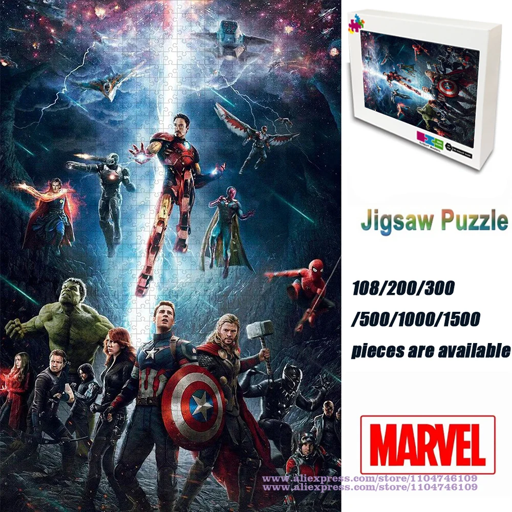 

Пазлы с героями мультфильмов Marvel, пазлы с персонажами аниме, 108/200/300/500/1000/1500 шт., интеллектуальные пазлы для взрослых