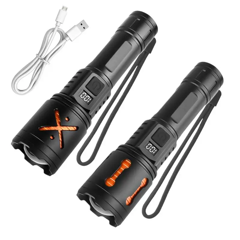 

1pcs Portable Digital Display Torch Rechargeable Long Range Zoom Tacticals Torch Outdoor Emergency Camping Fishing Lantern