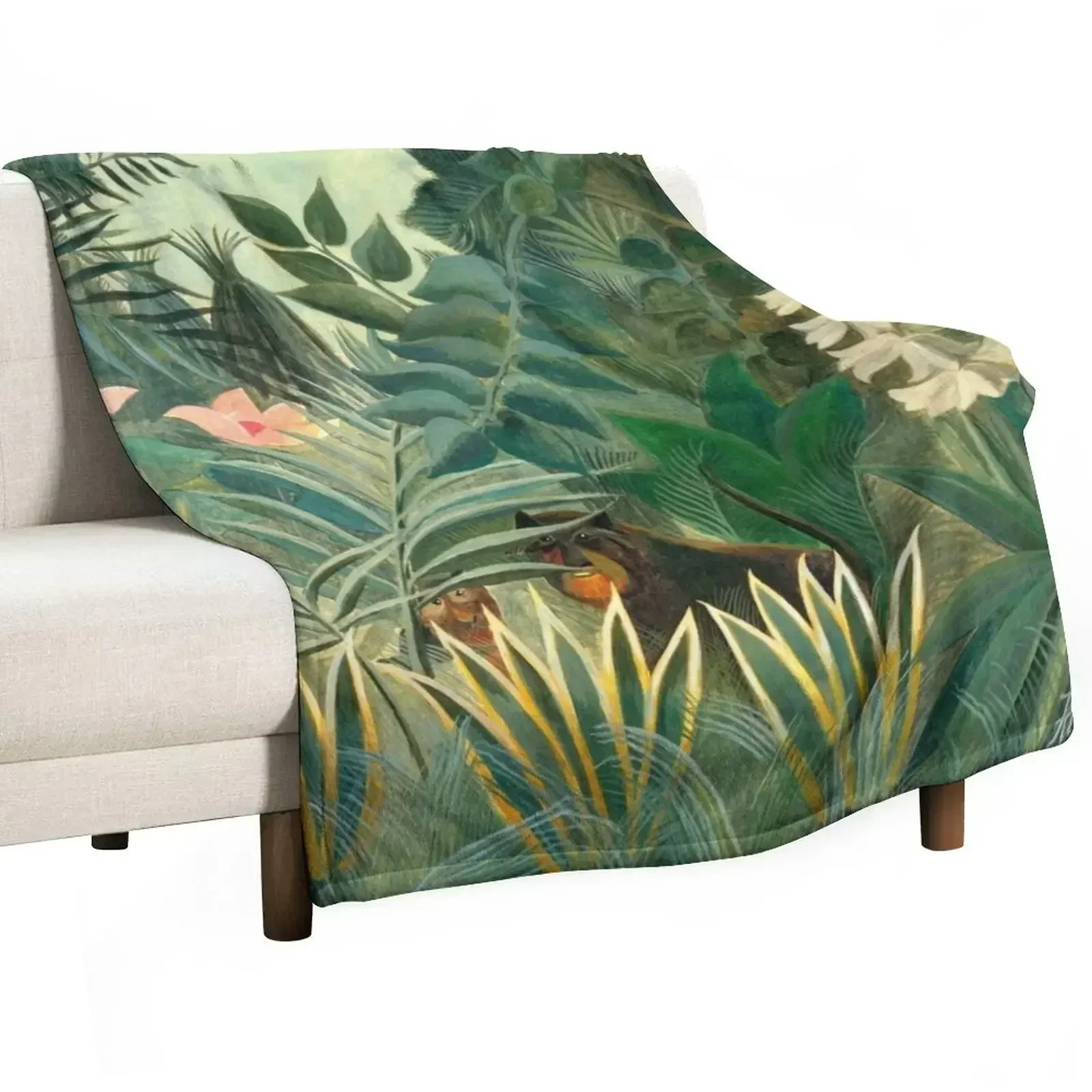 Henri Rousseau The Equatorial Jungle, 1909 Throw Blanket Cute Bed Luxury St Blankets