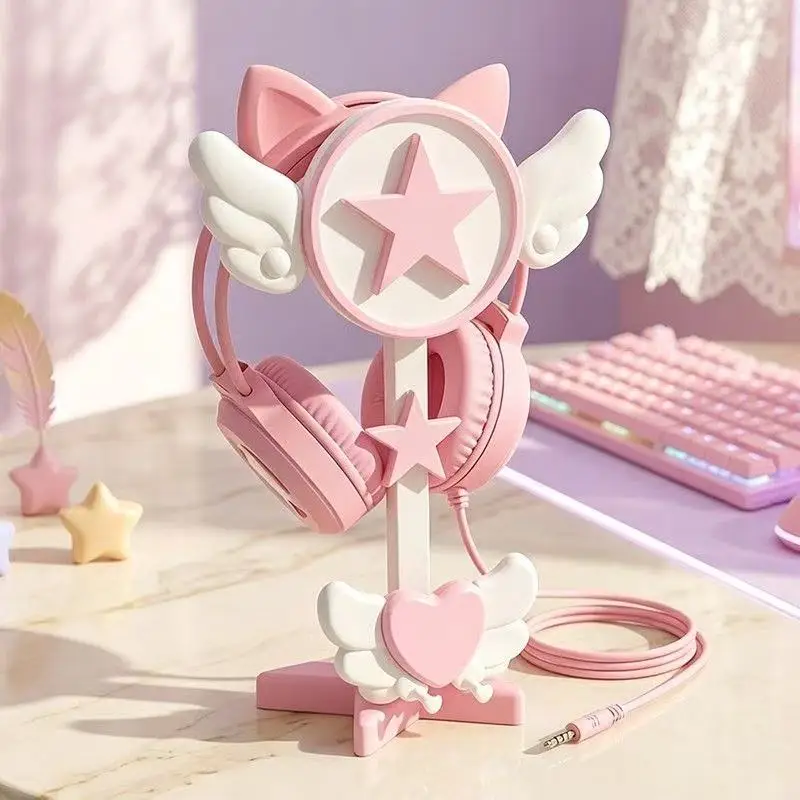 Japanese-style Headphone Stand ESports Room Decoration Computer Over-ear Headphones Cartoon Stand Cute Pink Hanger Adorable Gift