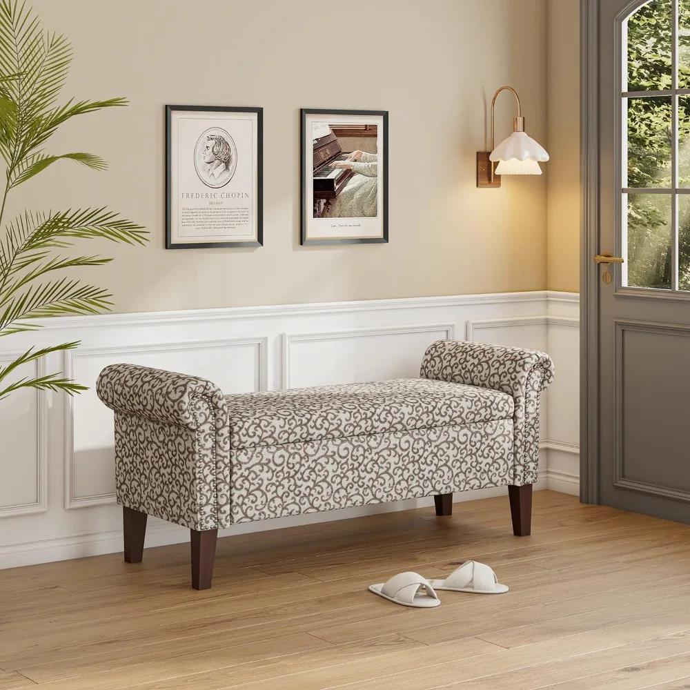 

Storage Ottoman Bench, Multi-Functional Footrest Stool with Hidden Storage for Living Room, Bedroom & Entryway, Classic Upholste