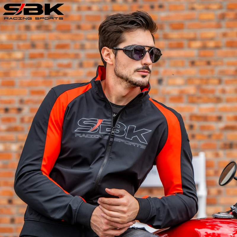 SBK Motorcycle Jacket Cycling Suit Men's Spring Autumn Breathable Locomotive Rider Gear Anti-drop Wear-resistant Hooded Casual