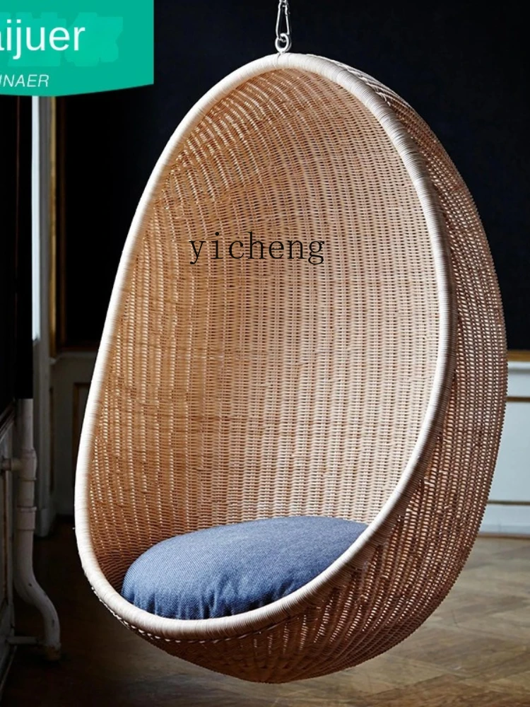 ZL Nordic Rattan Hanging Chair Indoor Single Swing Bedroom Balcony Woven Hanging Chair Leisure Rattan Chair