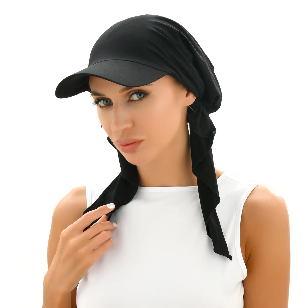 Women Turban Hat Wide Brim Sunshade Hats Female Outdoor Turban Caps Scarf Soft Hijab Caps Headscarf Turbante Mujer