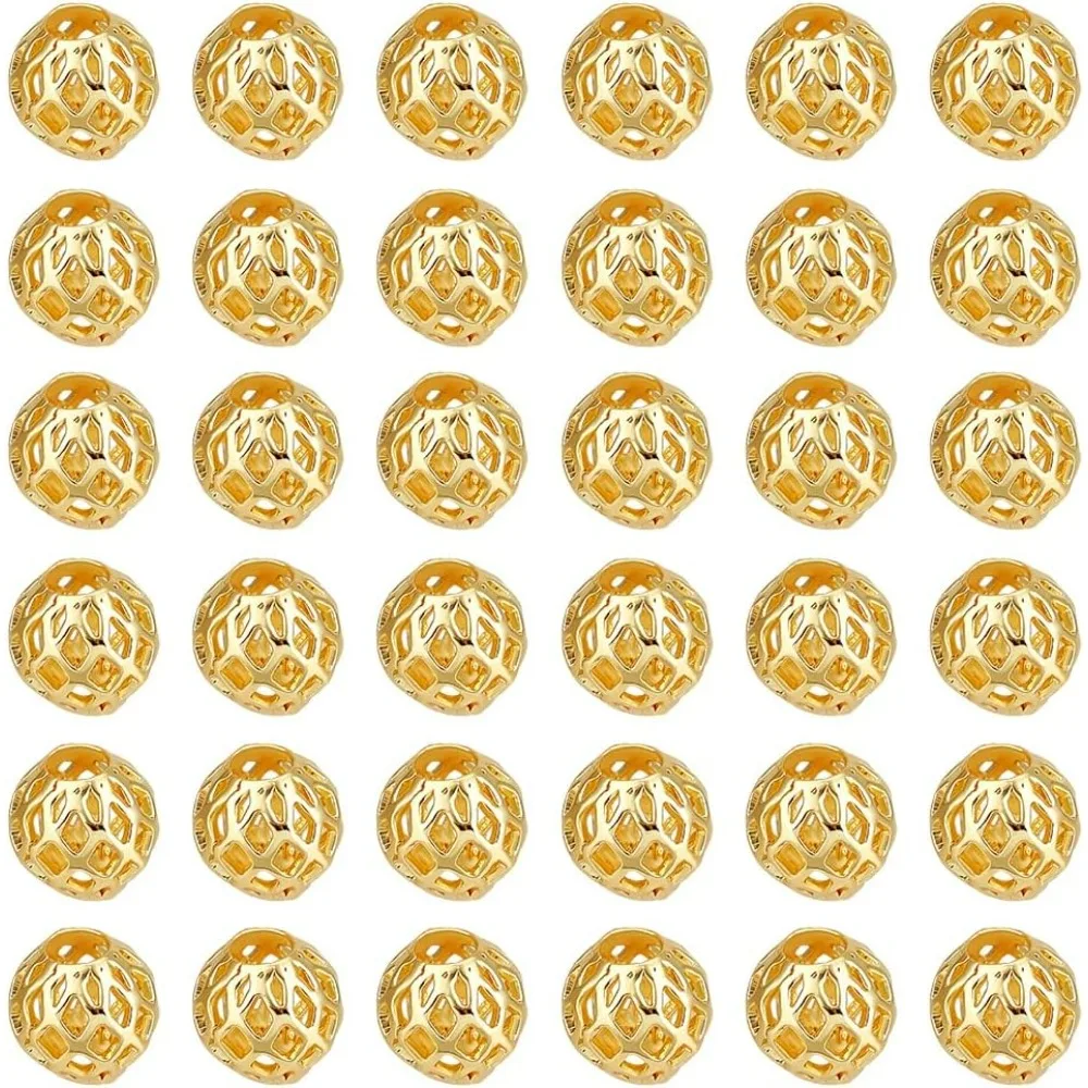 

60pcs Beads 8mm Metal Spacer Beads Hollow Beads Filigree Beads Round Beads Long-Lasting Loose Beads Bracelet