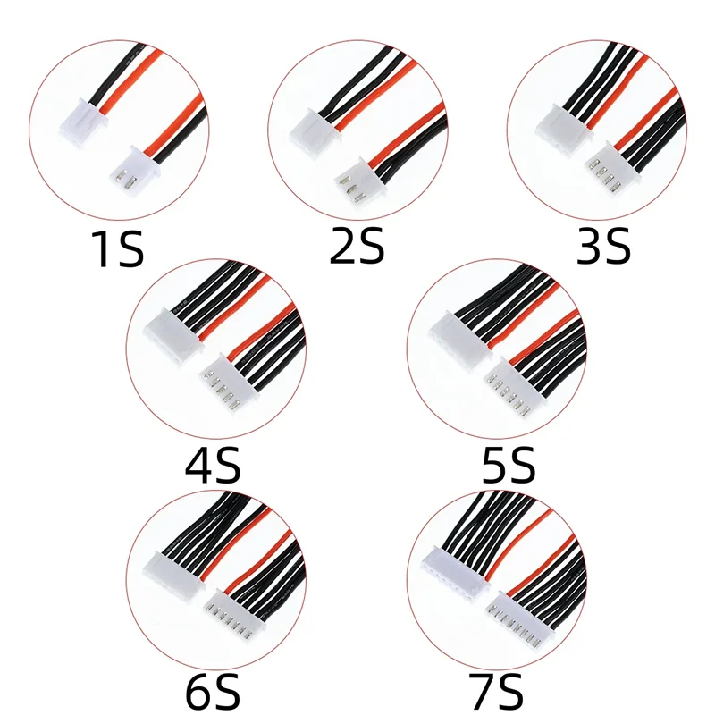 5Pcs 22AWG Silicone 1S 2S 3S 4S 5S 6S 7S RC Lipo Battery Balancer Charger Plug Wire Connector 2.54mm Pitch JST-XH Balancer Cable