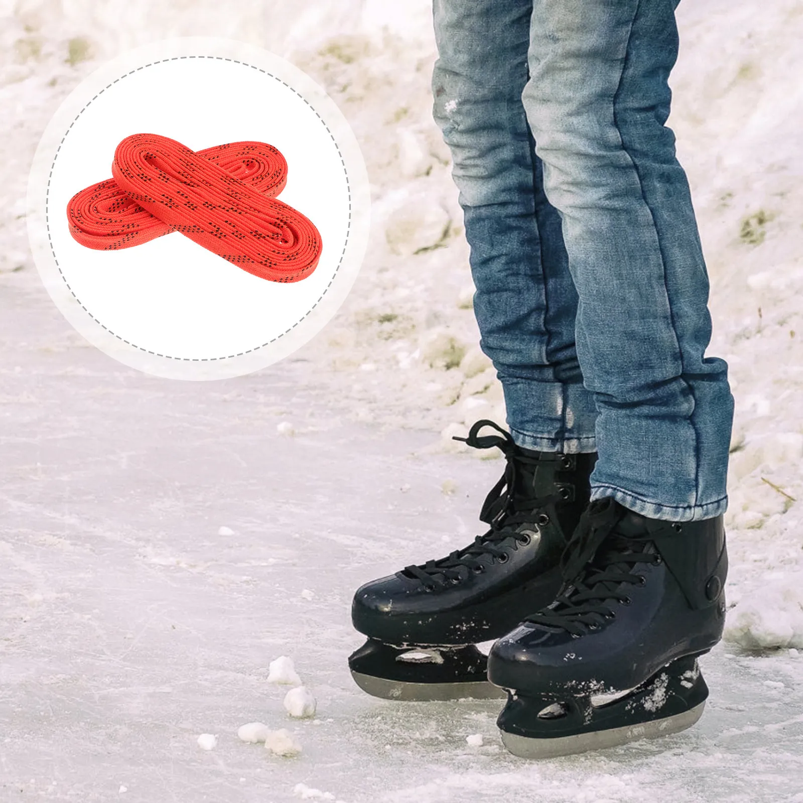 1Pair Long-Lasting Anti-Fracture Ice Hockey Shoelaces Orange 96 Inch Waxed Lace for Sports Skiing Shoe Strings