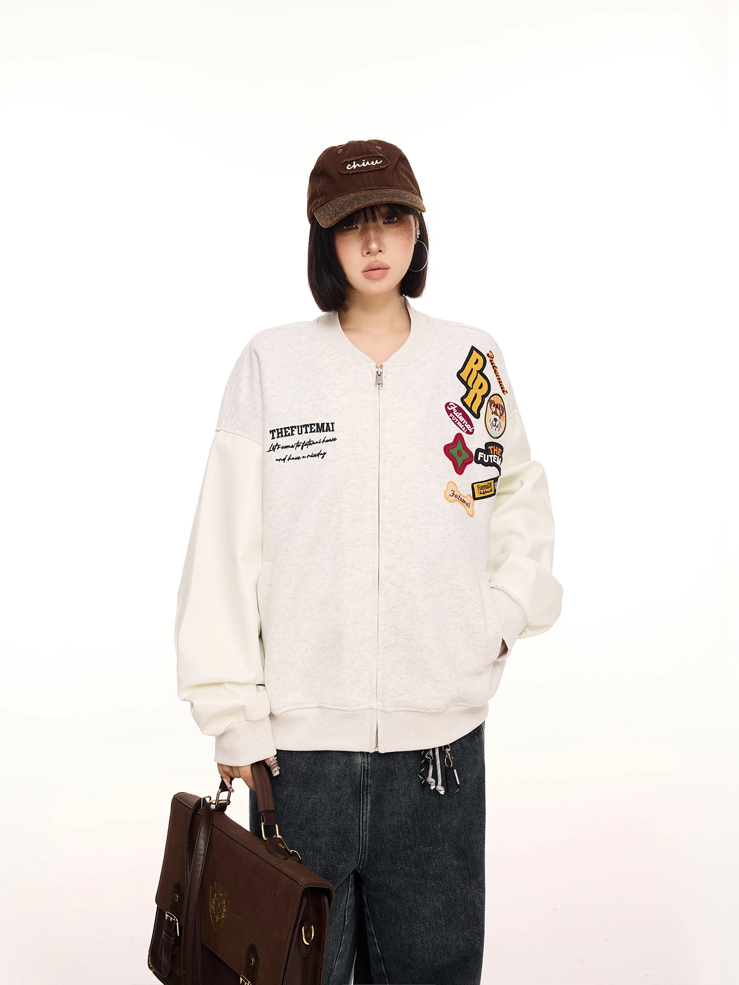 retro-americain-patch-brode-baseball-jaet-femmes-ample-printemps-automne-design-sense-manteau-vetements-d'exterieur-rue-sle-polyest