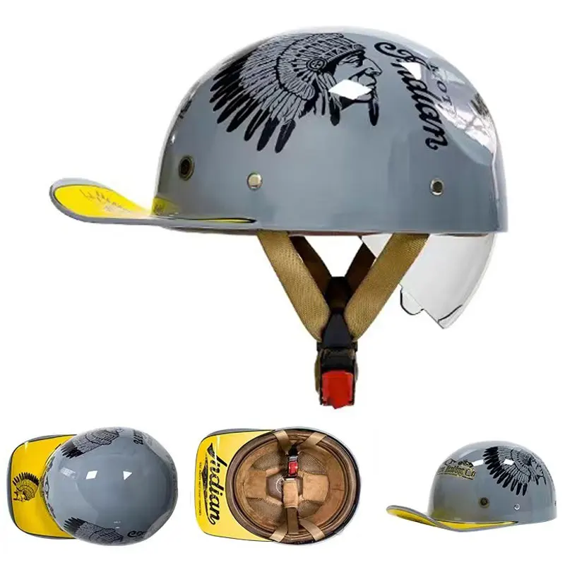 

DOT Approved Retro Baseball Motorcycle Helmet for Bike Cruiser Chopper Moped Scooter Baseball Cap Skateboard Half Face Helmets