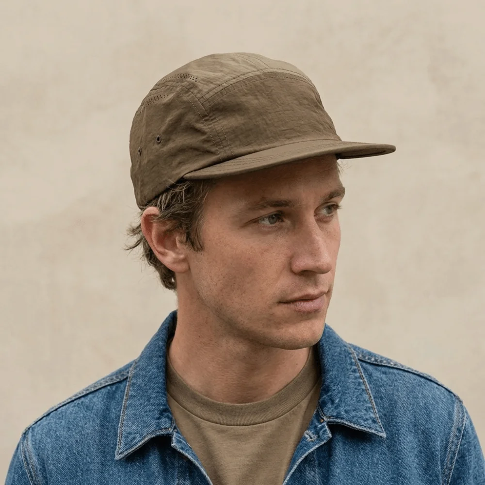 Casquette de baseball unie à visière plate, séchage rapide, pour randonnée et camping, 5 panneaux, à visière courte, pour homme, été, extérieur
