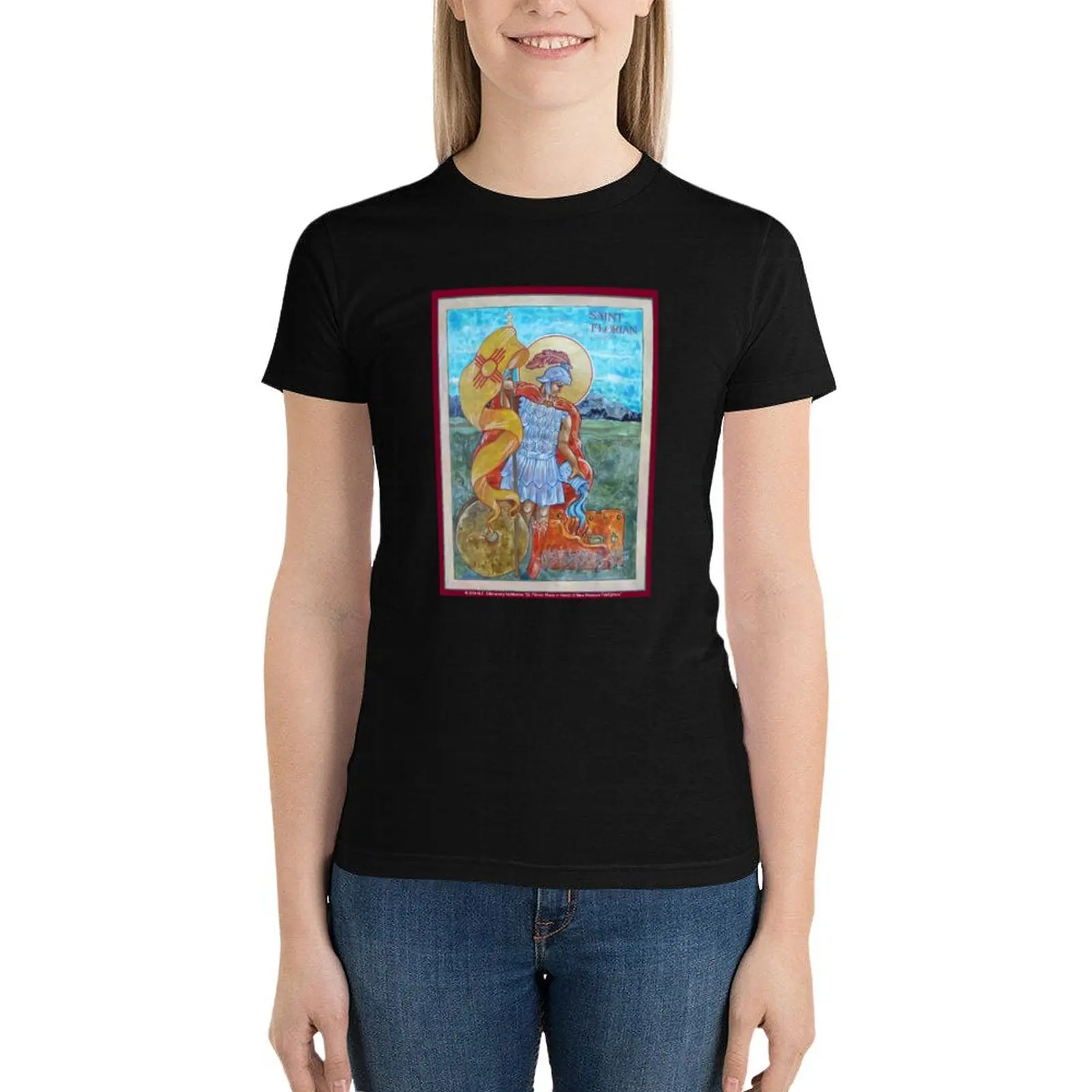 St. Florian Icon - Patron Saint of Firefighters. T-Shirt funnys female Women's tee shirt