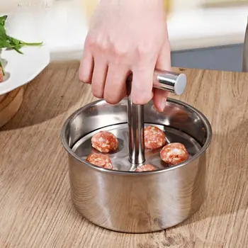 Lis na masové kuličky z nerezové oceli, ruční stroj na masové kuličky, multifunkční nástroj pro výrobu masových kuliček v domácnosti, kuchyňské ruční formy 6 nejlepší prodej výrobník masových kuliček - №1