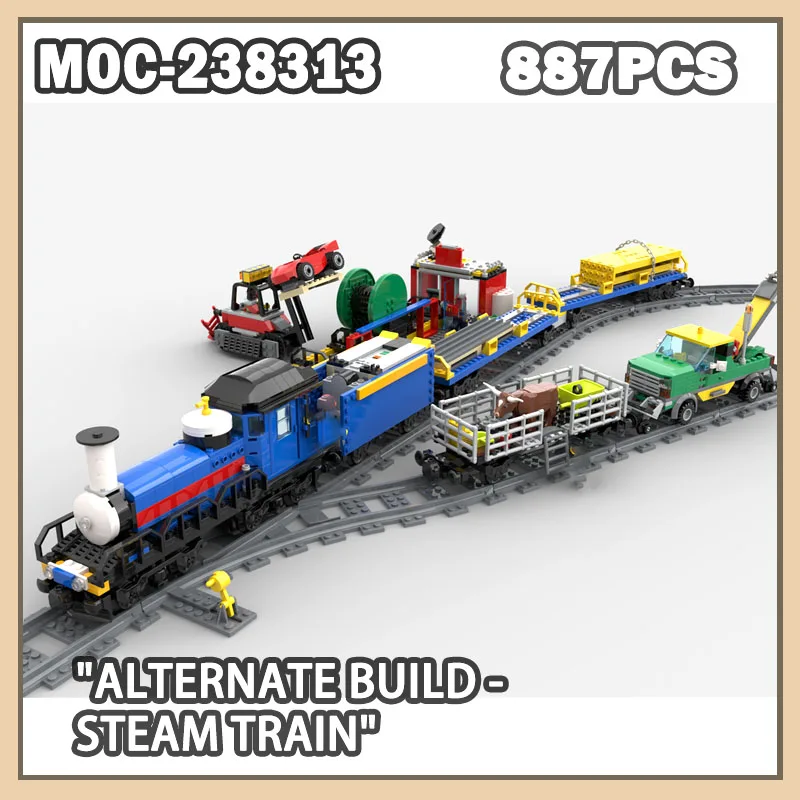 

MOC-238313 Паровоз Строительные блоки Знаменитая городская модель автомобиля Технология Модульные блоки Поезд 887 шт. Рождественские игрушки Кирпичи