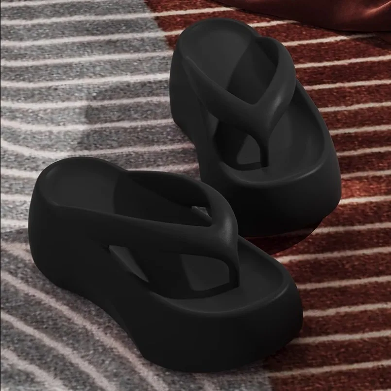 Women Slipper Platform High Heel Summer Flip Flop Cloud Outdoor Summer Soft Sandal Slides Ladies Home House Shoe EVA Beach