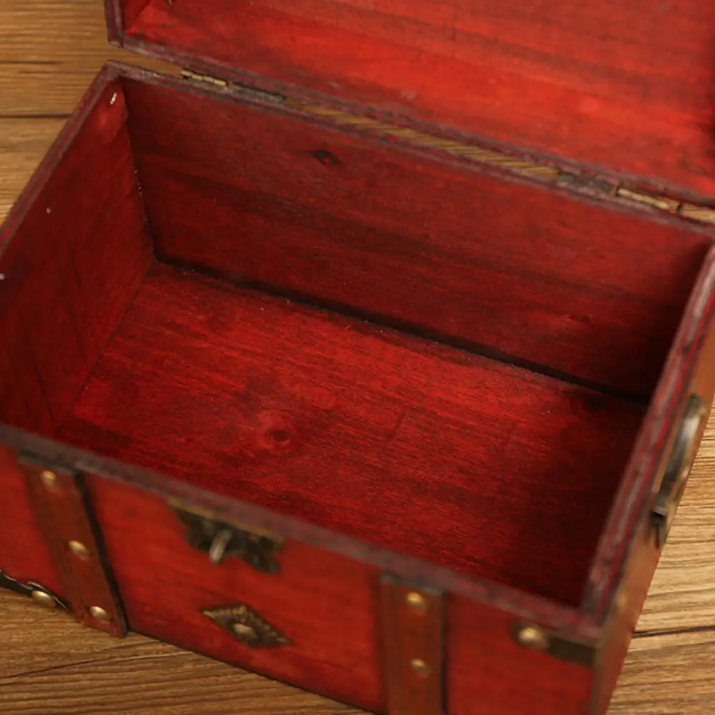 Wooden Treasure Chest Rustic Wooden Treasure Chest Wooden Storage Box with Lock Capacity Decorative Treasure Chest for Home