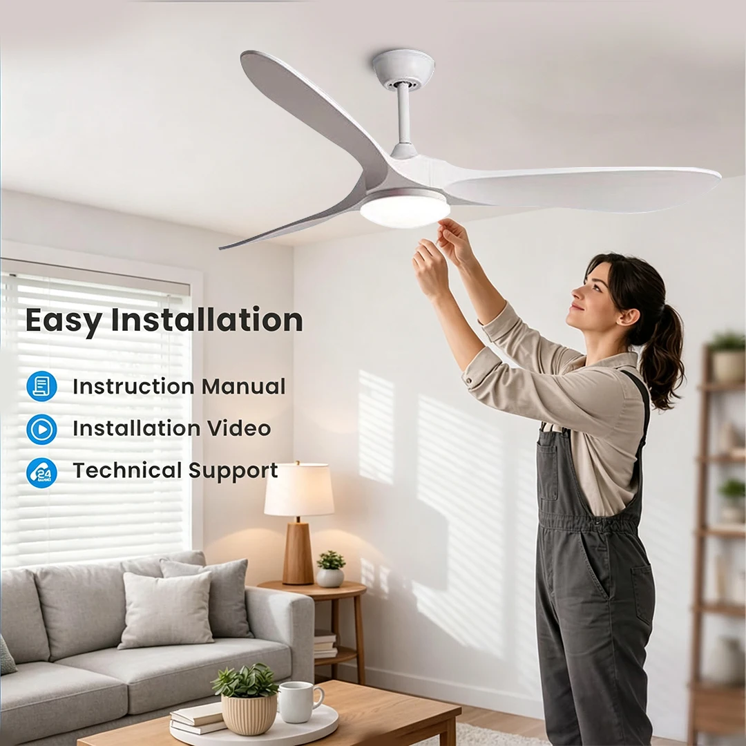 60in Ceiling Fan With Lights Remote Control DC Motor Reverse ABS Fans Lighting High Decorative Blower Retro Fans Light