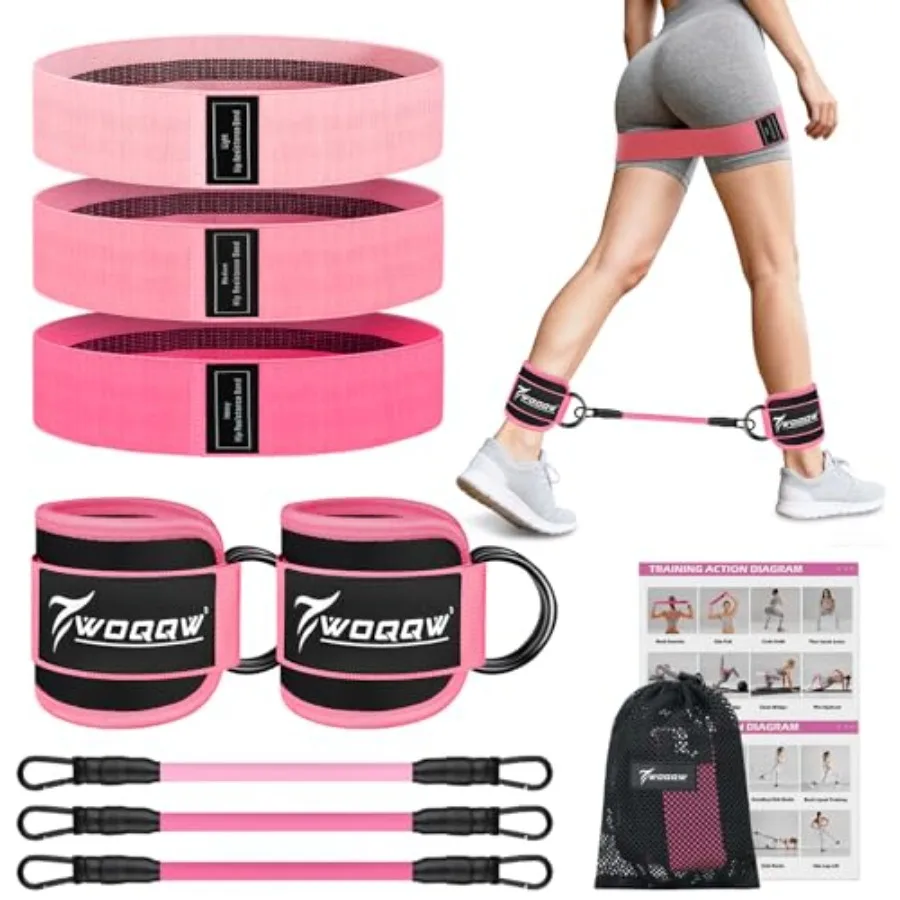

Resistance Bands Set - Ankle Resistance Bands with Cuffs for Legs and Glute Workout, Fabric Booty Bands for Women, Home Gym Exe