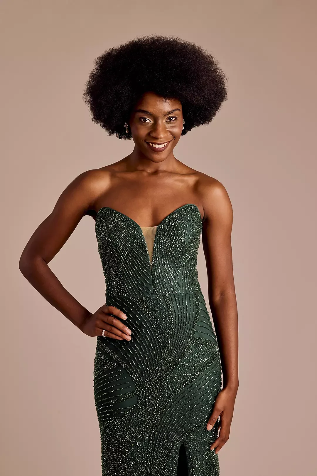 Vestido feminino personalizado com saia de lantejoulas sem alças verde escuro e estilo rabo de peixe dividido lindo e elegante vestido de noite