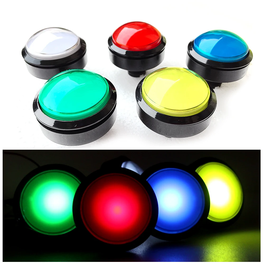 60mm Round Convex LED Illuminated Push Button Switch DC5V/12V Light Blub For Arcade Game Crane Basketball Vending Machine Parts