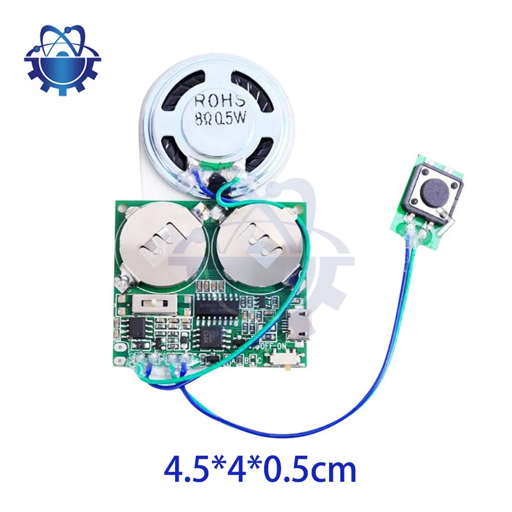 Módulo de sonido grabable con Control de botón, Chip de sonido de 8M, MP3, WAV, reproductor de voz de música, placa programable con altavoz para