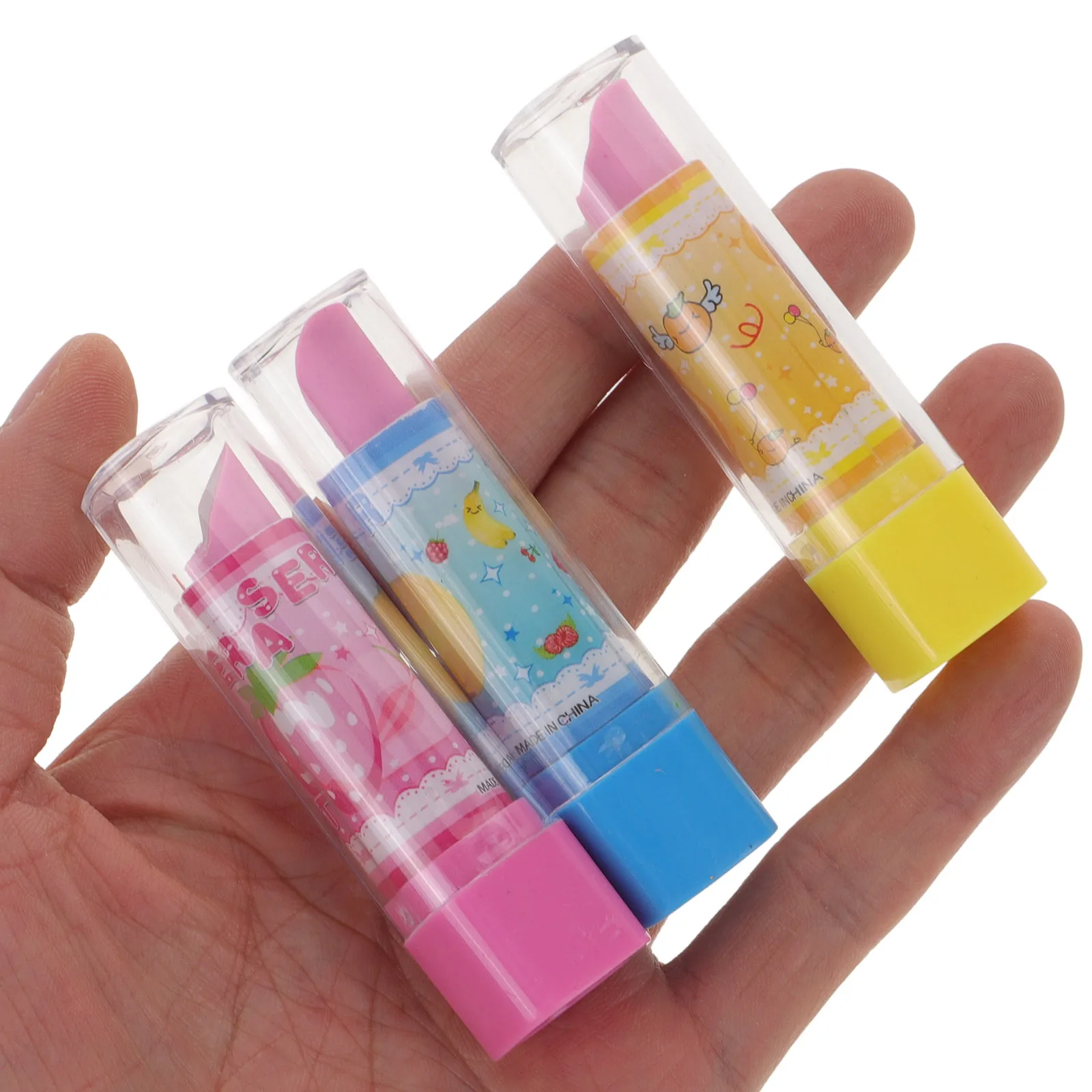 

3pcs Cartoon Eraser Cute Novelty Eraser Cartoon Fruit Pattern Novelty Kids Stationery Student School Supplies Rubber