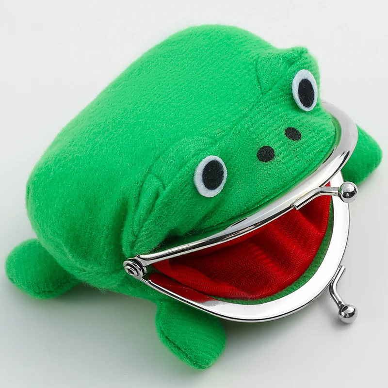 Novelty Adorable Anime Frog Wallet Coin Purse Key Chain Cute Plush Frog Cartoon Cosplay Purse For Women Bag Accessories