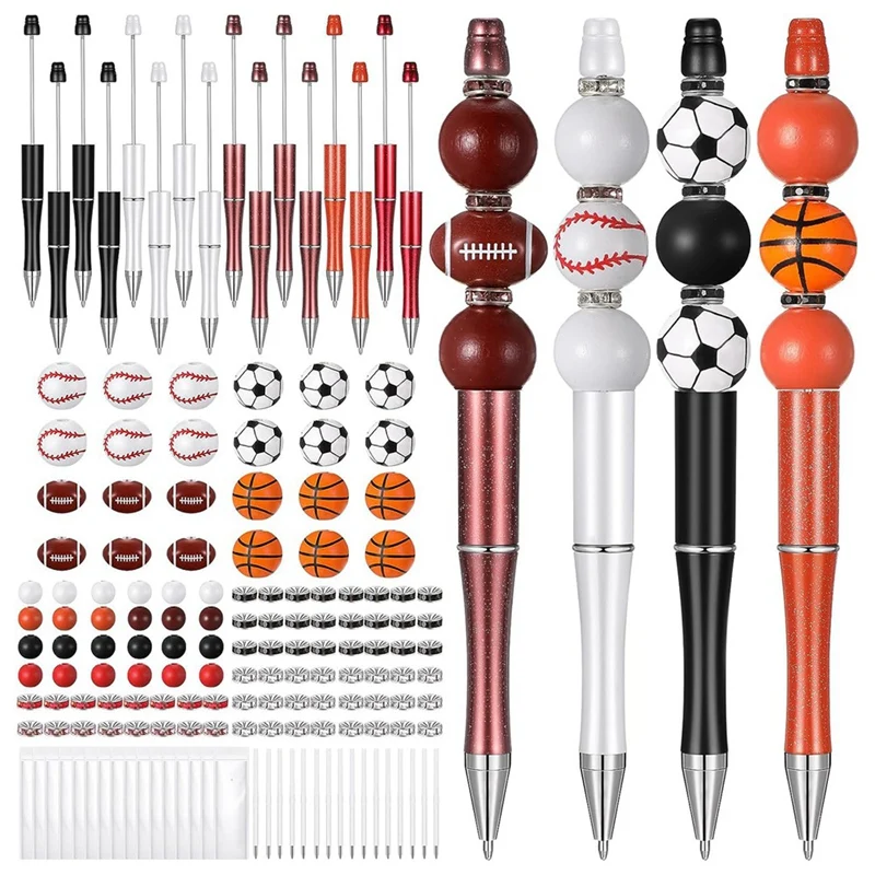 16 Set Plastic Ball Beadable Pens Ball Pens Ballpoint Pen Bulk DIY Bead Pen Making Kit,For Kids Student School Office Gifts