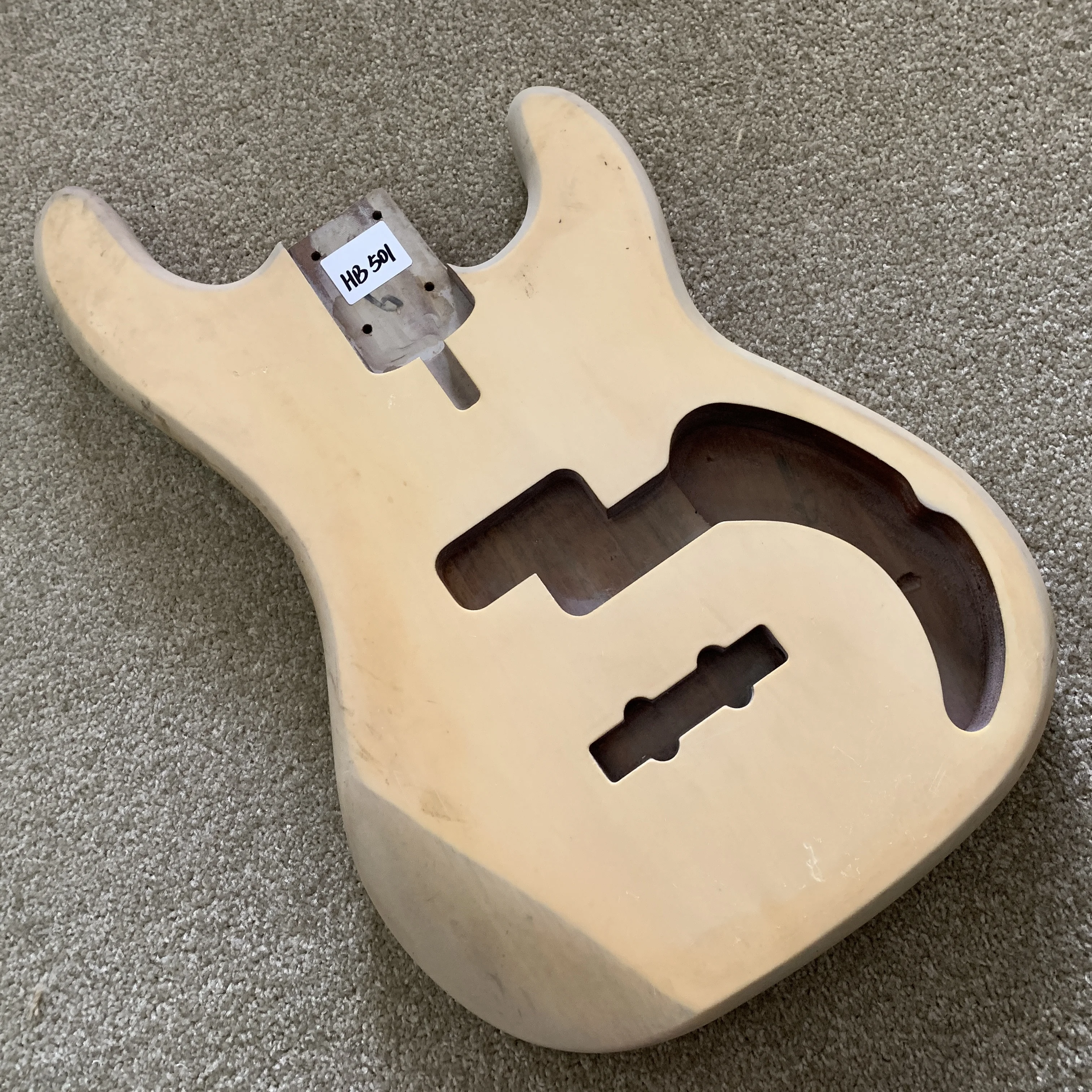 HB501 Unfinished Solid Redwood 4 Strings Electric BASS Body PJB Pickups DIY  for Replace Stock Item