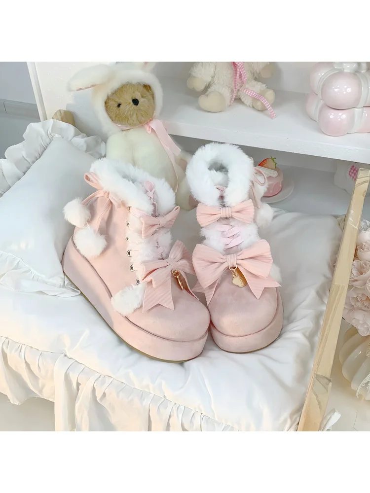 autumn-winter-new-lolita-plush-thick-bottom-women's-boots-cute-and-sweet-lolita-plush-warm-snow-boots