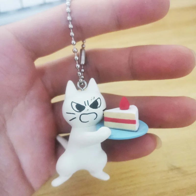 Kawaii QUALIA Angry Toro Inoue The Cat Charm Keychain Gashapon Figurine Anime Cute Capsule Toys Gachapon Figure Gift