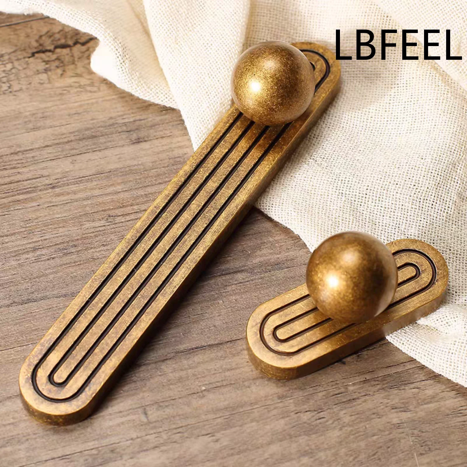 Nordic Ball Knob with Back Plate Antique Bronze Cupboard Handles Vintage Kitchen Cabinet Knobs Dresser Drawer Pulls LBFEEL